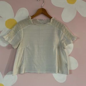 Free People white boxy crop top mid turtle neck
